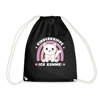 Kinderkrippe Ich Komme! Katze - Turnbeutel - Schwarz - Vorne