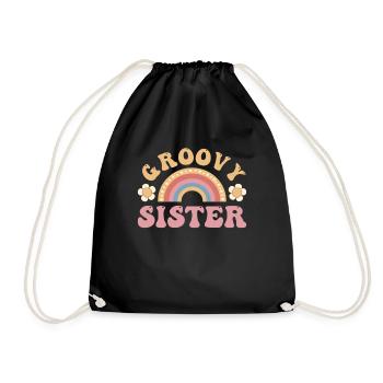Groovy Sister - Rainbow groovy style vinatge - Sac de sport léger - noir - Devant