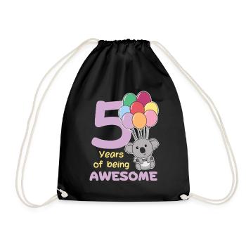 Koala for 5th birthday children five years old - Drawstring Bag - black - Front