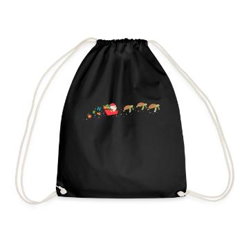 Sea Turtle Tortoise Christmas - Drawstring Bag - black - Front