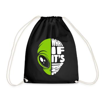 What If It's True Conspiracy Alien UFO - Drawstring Bag - black - Front