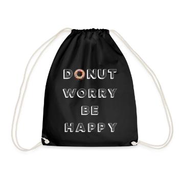 Donut Worry Be Happy - Drawstring Bag - black - Front