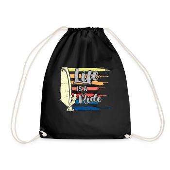 Windsurfing Life Is A Ride Surfboarder Water Sport - Drawstring Bag - black - Front