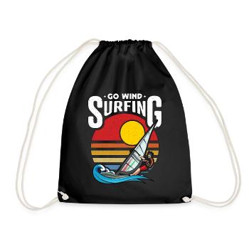 Go Windsurfing Surfboarder Loves Extreme Sports - Drawstring Bag - black - Front