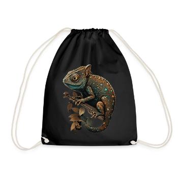 Mignon Caméléon Illustration Amphibien Lézard Repti - Sac de sport léger - noir - Devant