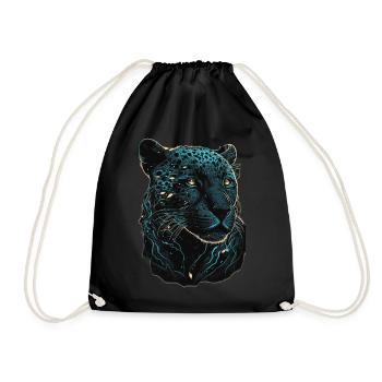 Black Leopard Panther Wild Cat Wildlife Lover - Drawstring Bag - black - Front