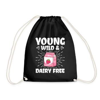 Jung Wild & Laktosefrei - Unverträglichkeit Milch - Turnbeutel - Schwarz - Vorne