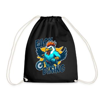 Coq avec vélo et lettrage - Sac de sport léger - noir - Devant