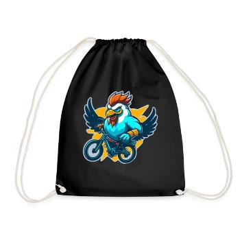 Coq avec vélo - Sac de sport léger - noir - Devant