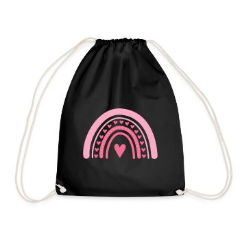 Cute Heart Rainbow Valentines Day Teacher - Drawstring Bag - black - Front
