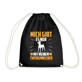 Nur mit meinem Zwergpinscher Pinscher - Turnbeutel - Schwarz - Vorne