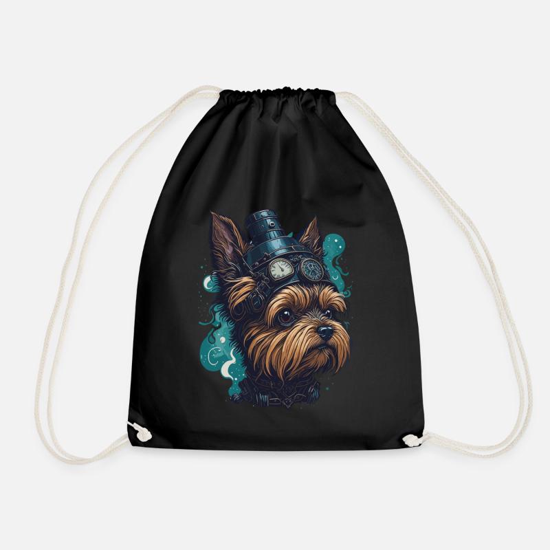 Steampunk Yorkshire Terrier vintage Retro Hund - Turnbeutel - Schwarz