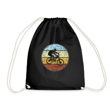 Mountain Bike Retro - Drawstring Bag - black - Front