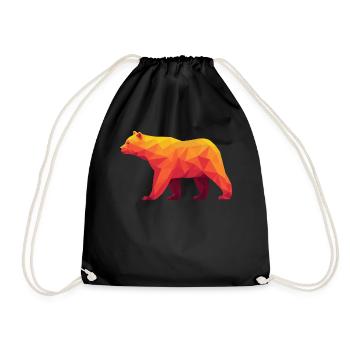 Warm-Toned Geometric Grizzly Art - Drawstring Bag - black - Front