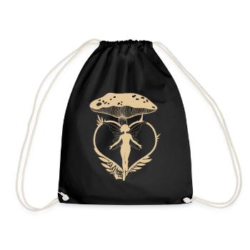 Chemise de fée, Champignon de cœur de conte de fées - Sac de sport léger - noir - Devant