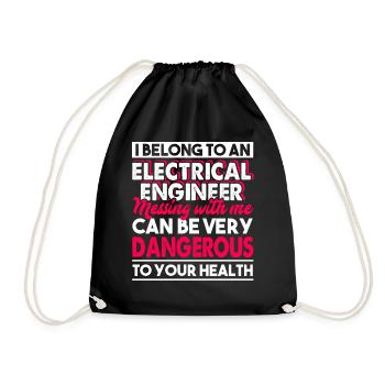 I Belong To A Electrical Engineer - Drawstring Bag - black - Front