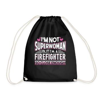 Firefighter I'm A Firefighter So Close Enough - Drawstring Bag - black - Front