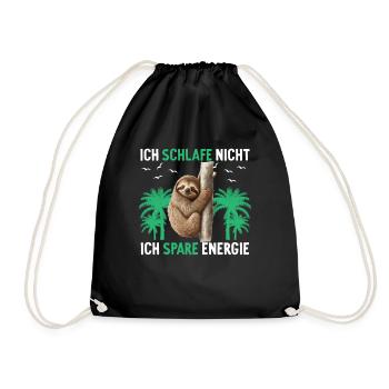 Ich Schlafe Nicht Ich Spare Energie Faultier - Turnbeutel - Schwarz - Vorne