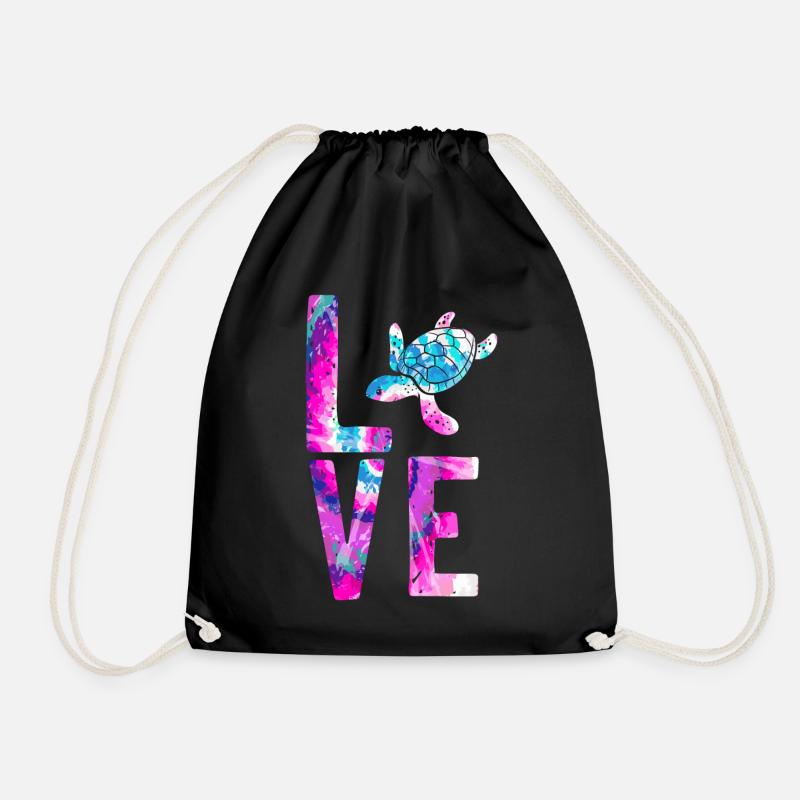 Sea Turtle Tortoise Love - Turnbeutel - Schwarz