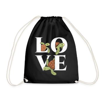 Sea Turtle Tortoise Love - Turnbeutel - Schwarz - Vorne