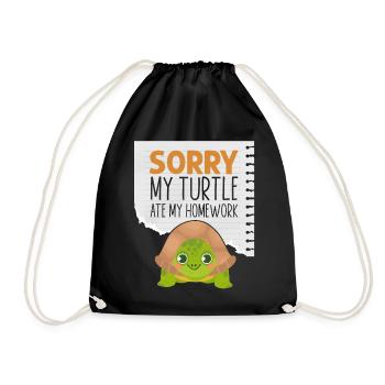 Sea Turtle Tortoise Sorry My - Drawstring Bag - black - Front