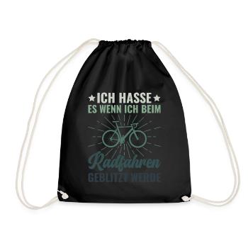 Ich hasse es beim Radfahren geblitzt zu werden - - Turnbeutel - Schwarz - Vorne