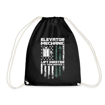 Elevator Mechanic - Aufzug Fahrstuhl Aufzugmonteur - Turnbeutel - Schwarz - Vorne