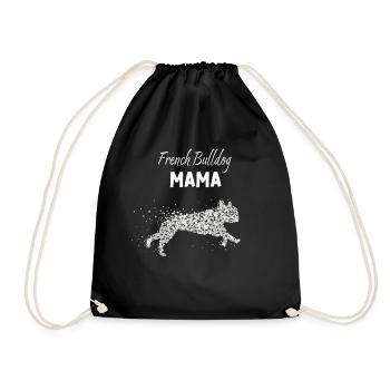 French Bulldog Mom French Bulldog Walk - Drawstring Bag - black - Front