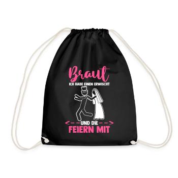Braut Hochzeit Heiraten Junggesellenabschied - Turnbeutel - Schwarz - Vorne