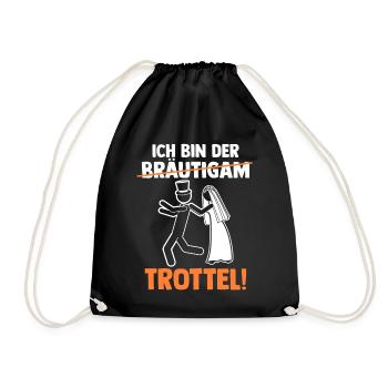 Bräutigam Hochzeit Heiraten Junggesellenabschied - Turnbeutel - Schwarz - Vorne