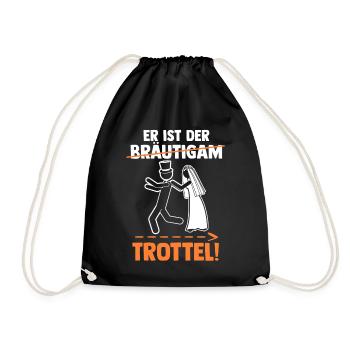 Bräutigam Hochzeit Heiraten Junggesellenabschied - Turnbeutel - Schwarz - Vorne