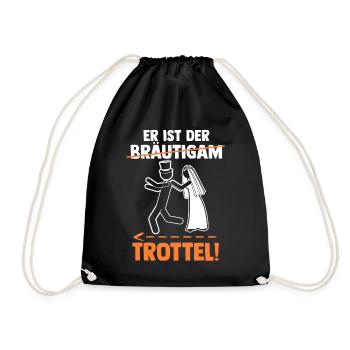 Bräutigam Hochzeit Heiraten Junggesellenabschied - Turnbeutel - Schwarz - Vorne