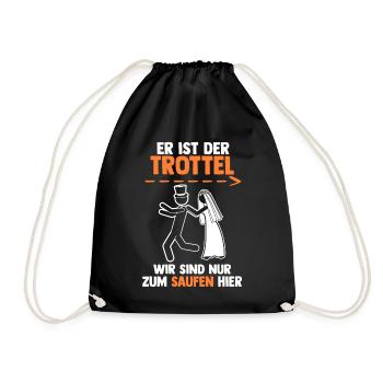 Bräutigam Hochzeit Heiraten Junggesellenabschied - Turnbeutel - Schwarz - Vorne