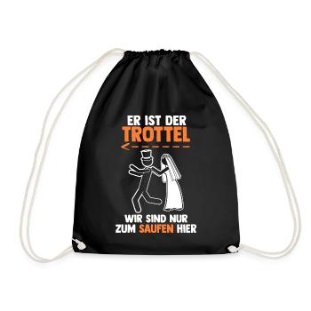 Bräutigam Hochzeit Heiraten Junggesellenabschied - Turnbeutel - Schwarz - Vorne