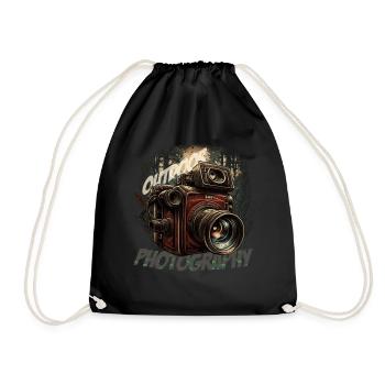 Caméra dans la forêt avec lettrage - Sac de sport léger - noir - Devant