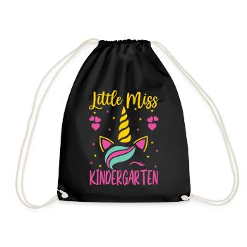 Little Miss Kindergarten Einhorn Mädchen Kita Fun - Turnbeutel - Schwarz - Vorne