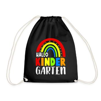 Hallo Kindergarten 1. Tag Kita Mädchen - Turnbeutel - Schwarz - Vorne