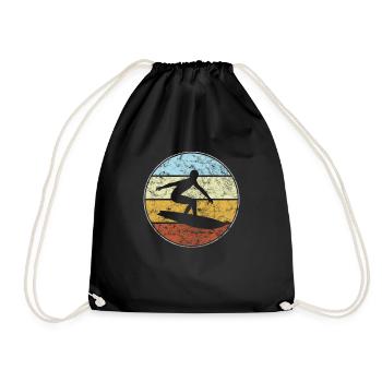 Surfing retro - Drawstring Bag - black - Front