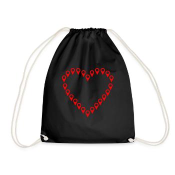 Target Points Heart - Geocaching Geocacher - Drawstring Bag - black - Front