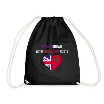 British Grown with Moroccan Roots - Drawstring Bag - black - Front