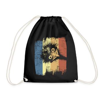 Vogelstrauss Emu Strauß Lustiger Vogel Retro - Turnbeutel - Schwarz - Vorne