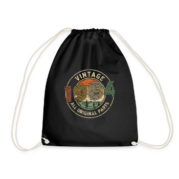 1984 Birthday Vintage All Original Parts - Drawstring Bag - black - Front