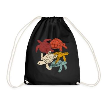 Sea Turtle Tortoise Retro Vintage - Sac de sport léger - noir - Devant