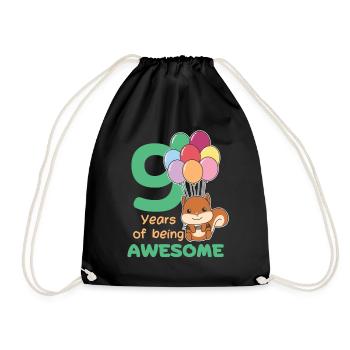 Squirrel for the 9th birthday children nine years - Drawstring Bag - black - Front