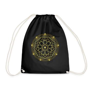 Grafik mit Sterne - Geometrie - abstraktes Design - Turnbeutel - Schwarz - Vorne