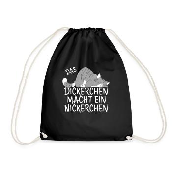 Das Dickerchen macht Nickerchen Katze - Turnbeutel - Schwarz - Vorne