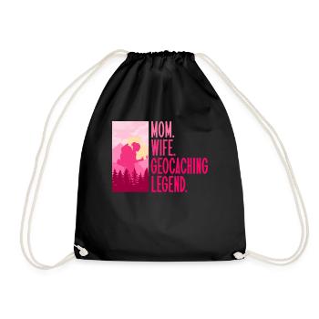 Mère. Femme. Légende du géocaching. - Géocaching - Sac de sport léger - noir - Devant