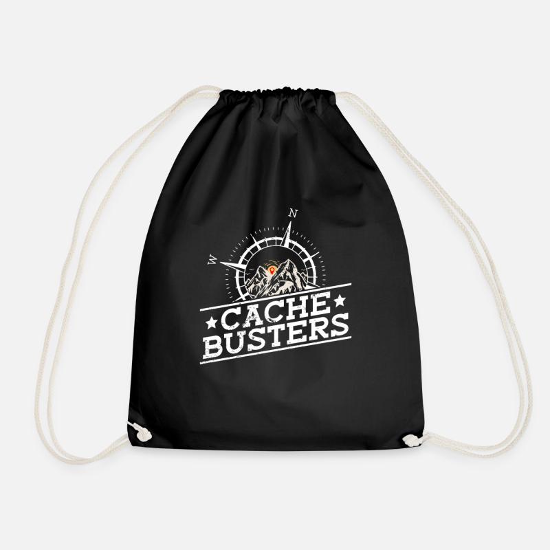 Cache Busters - Geocaching Geocacher - Drawstring Bag - black
