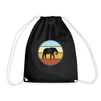 Elefant Retro - Turnbeutel - Schwarz - Vorne
