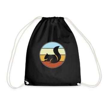 Squirrel Retro - Drawstring Bag - black - Front